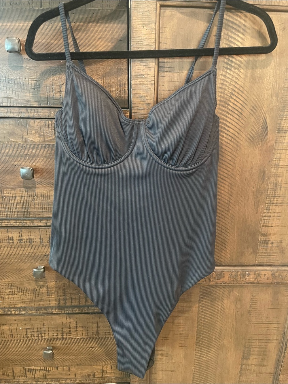 Roxy Ribbed  Black  One Piece Swimsuit with Underwire XXL
